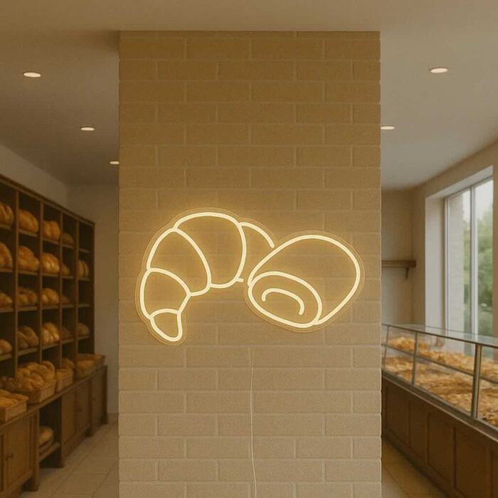 Néon LED mural - Croissant & pain au chocolat
