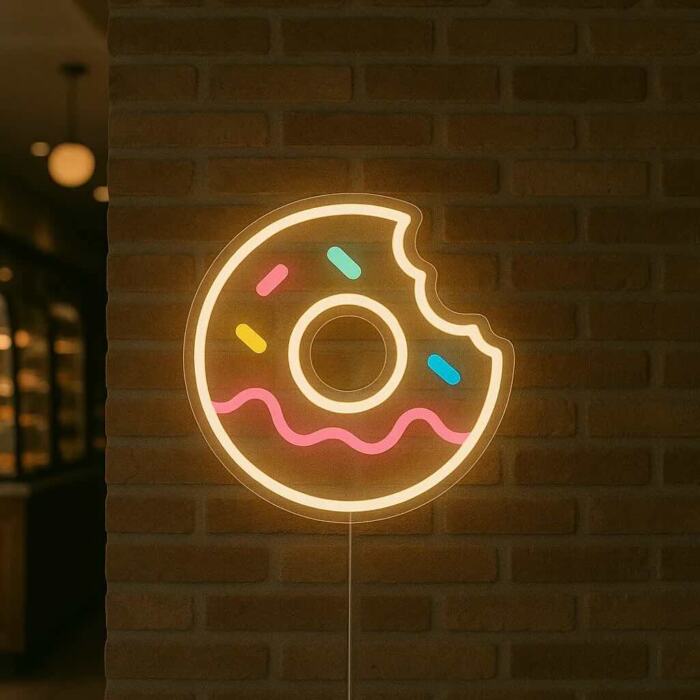 Néon LED mural - Donut Croqué