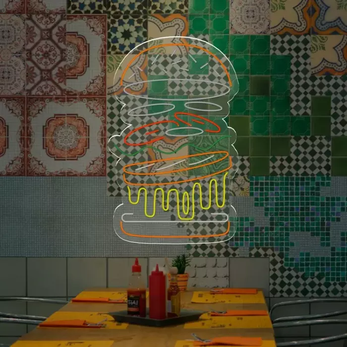 Néon Burger dégoulinant – Enseigne LED murale – Image 2