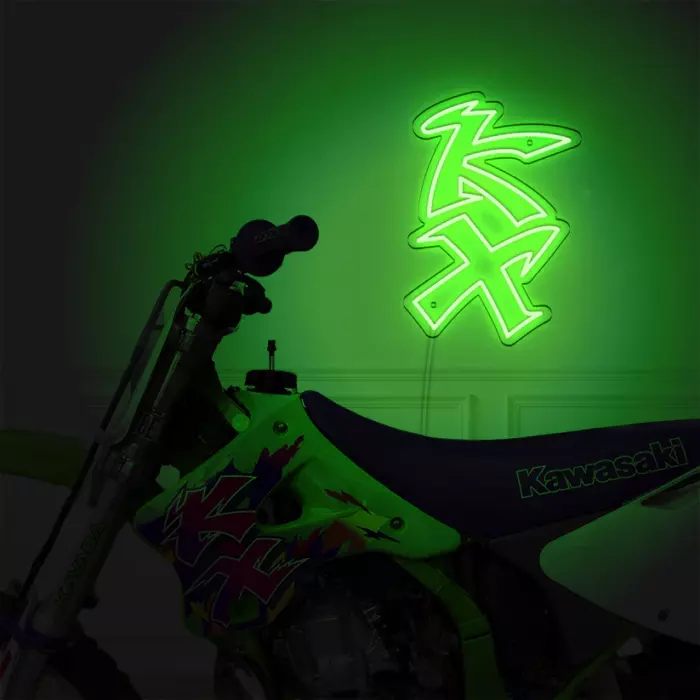 Néon LED mural - Logo KAWASAKI "KX"
